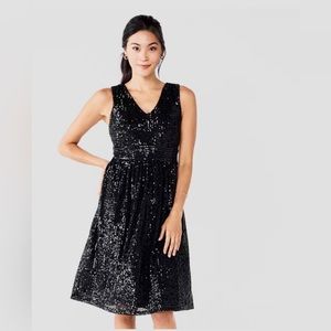 Draper James RSVP Sleeveless V-Neck Sequin Dress * Black Sequins * w/Pockets 🖤